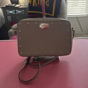 Michael Kors Cream and Gray Crossbody Bag with Textured Leather